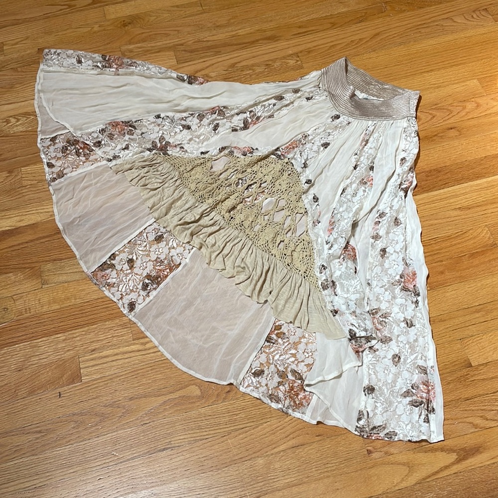 Free people Fauxchet laced Boho Skirt Bohemian  Hippie Gypsy